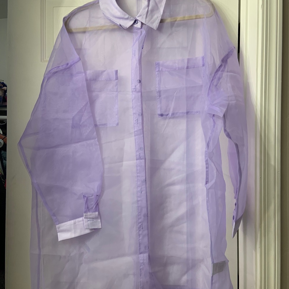 Sheer lavender button up SHEIN 2x
